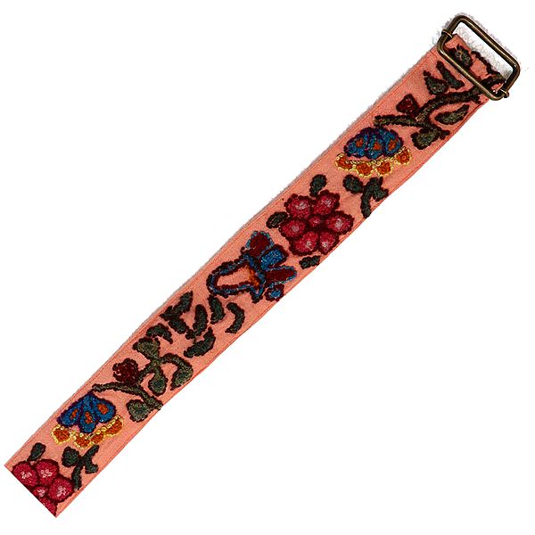 Salmon Floral Waistbelt with Aari Embroidery