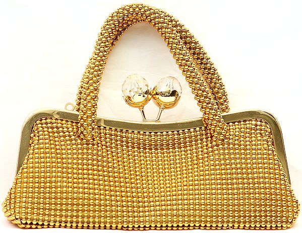Golden Clutch Bag with Beadwork