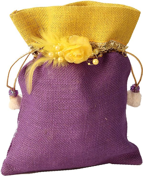 Drawstring Potli Bag with Embellishments and Patchwork