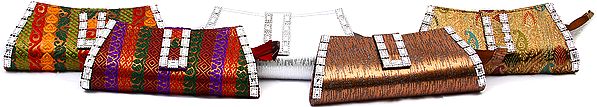 Lot of Five Clutch Bags with Gota Border