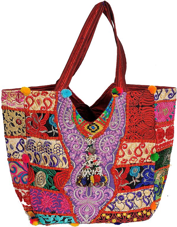 Antiquated Shoulder Bag from Kutch with Patchwork