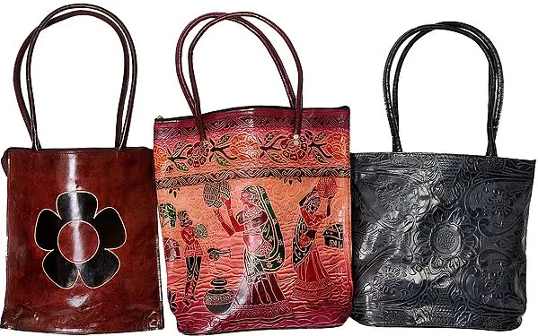 Assorted Lot of Three Shantinekatan Bags