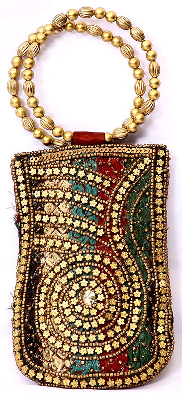 Rainbow Bracelet Bag with Antique Beadwork