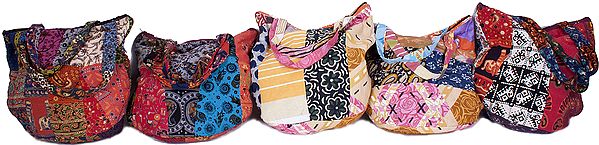 Lot of Five Printed Patchwork Backpacks