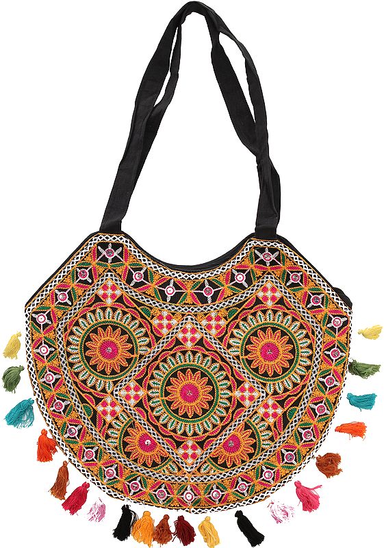 Floral-Embroidered Shoulder Bag from Kutch