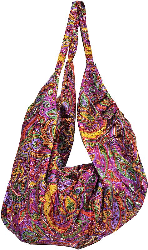 Satin Backpack with Printed Paisleys