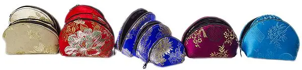 Lot of Five Sets of Brocaded Clutch Bags from Nepal
