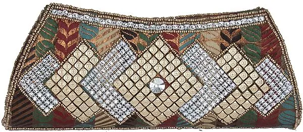 Rainbow Clutch Bag with Beadwork by Hand