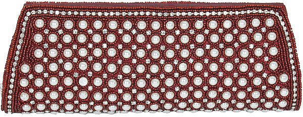 Fancy Clutch Bag with Faux Pearls and Crystals