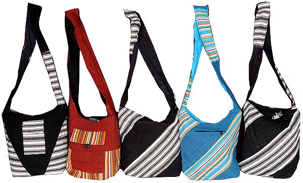Lot of Five Woven Shopper Bags from Jaipur