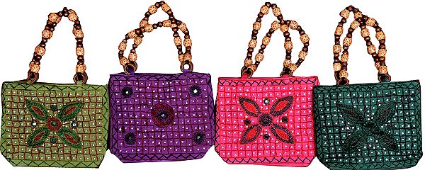 Lot of Four Handbags with Beaded Handles
