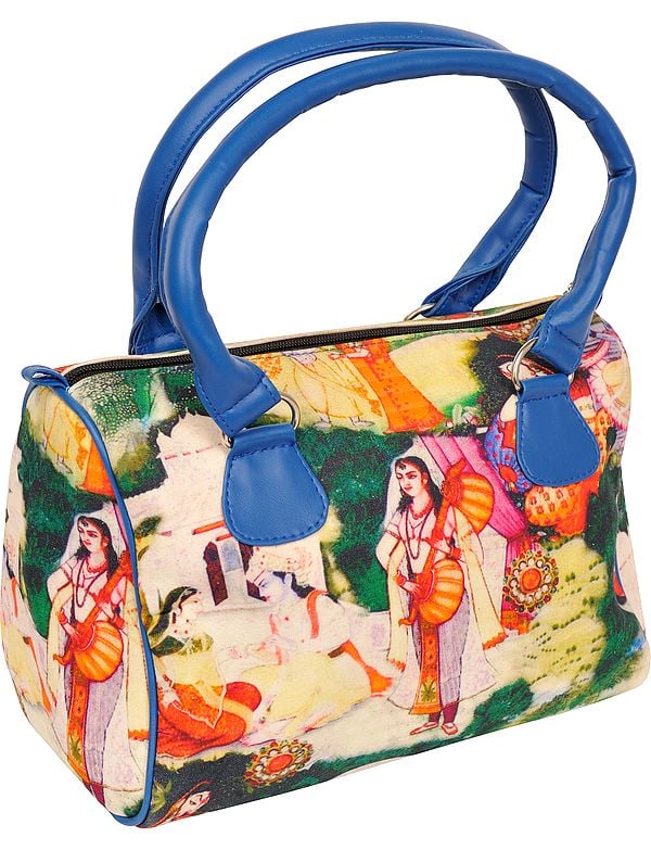 Green and Blue Tote Bag from Jaipur with Digital Ritual Print