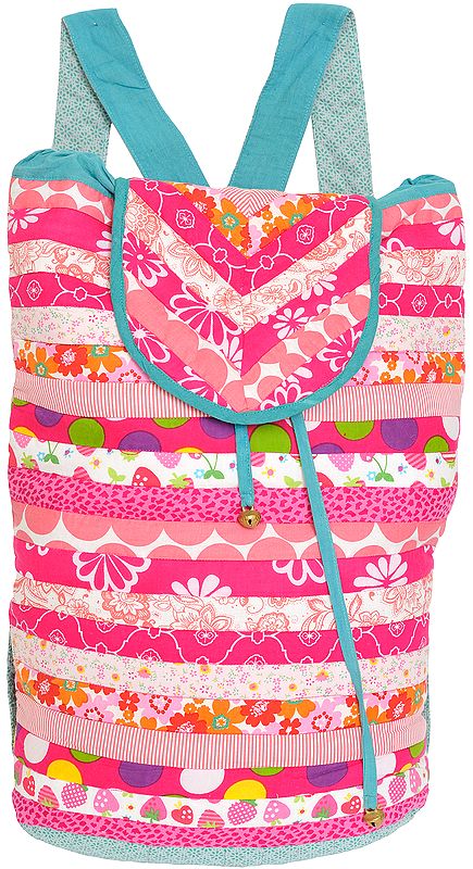 Multicolor Floral Printed Backpack from Dehradun with Patchwork