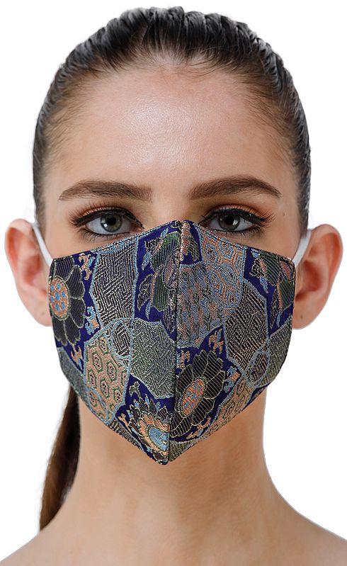 Kaleidoscope Pure Silk Handloom Brocade Two Ply Fashion Mask from Banaras