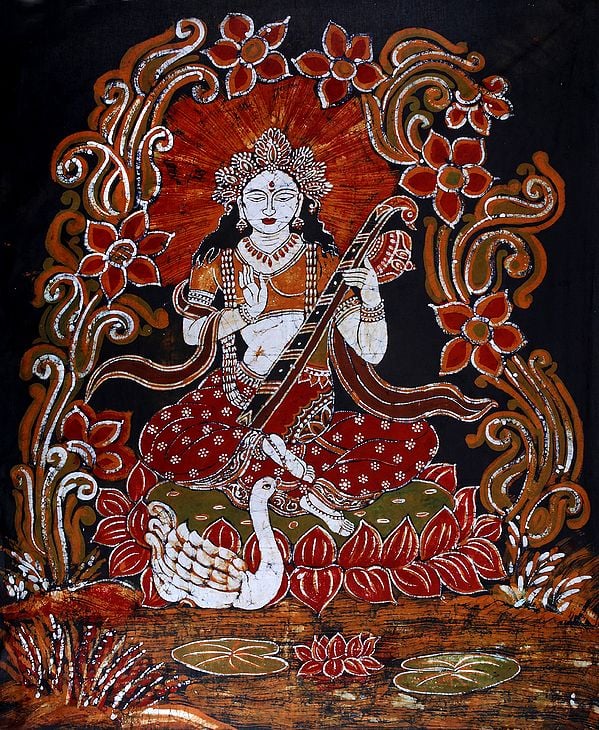 Padmasana Devi Sarasvati Blesses Her Devotees