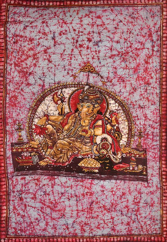 Lord Ganesha Floating In Rose-Tinted Heavens