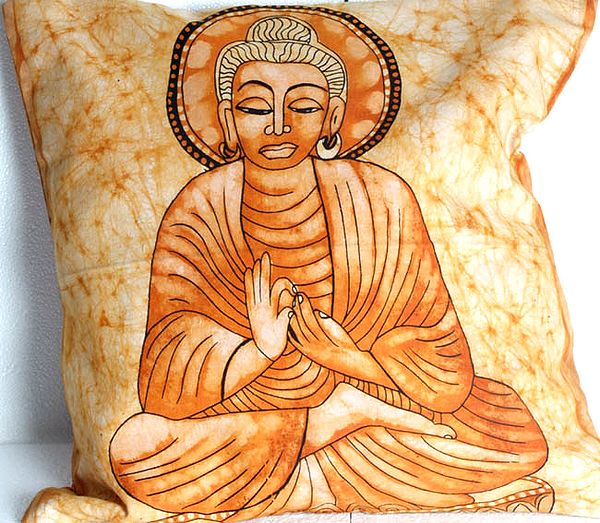 Batik Cushion Cover with Gautam Buddha