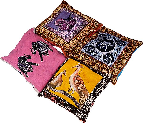 Lot of Four Assorted Batik Cushion Covers