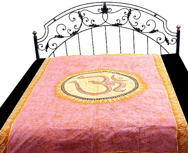 Pink Om Single Bed Batik Bedspread