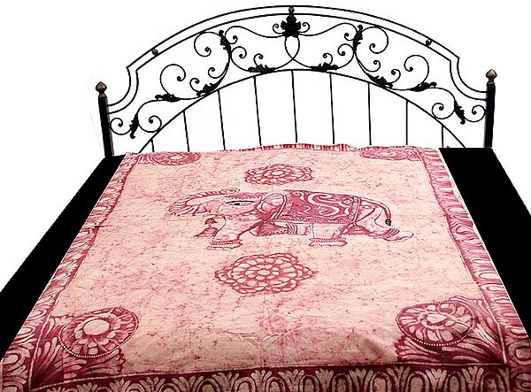 Single Bed Batik Bedspread with Elephant