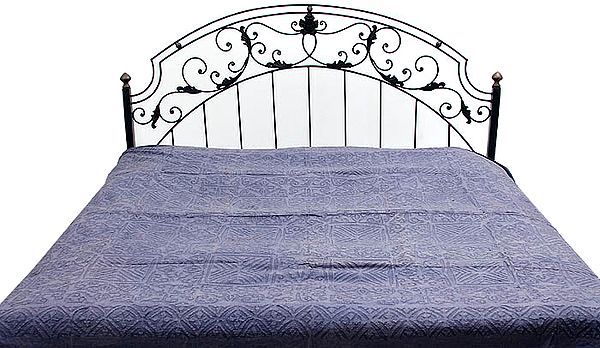 Air-Force Blue Stone-washed Bedcover from Gujarat
