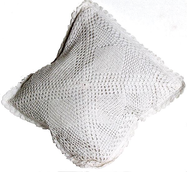 White Crochet Cushion Cover