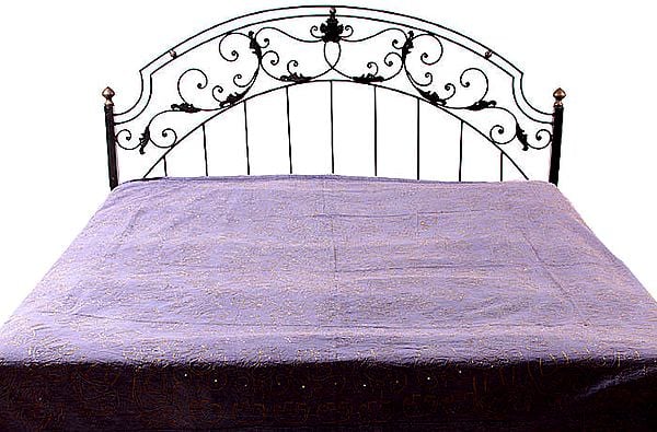 Lavender-Violet Stonewash Bedspread with Embroidery and Sequins