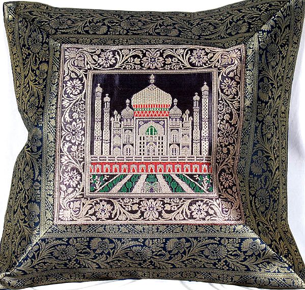 Banarasi Taj Mahal Cushion Cover