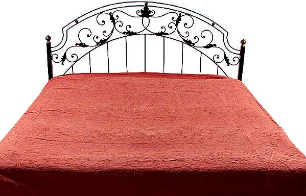 Coral Stonewash Bedspread with Embroidery in Golden Thread