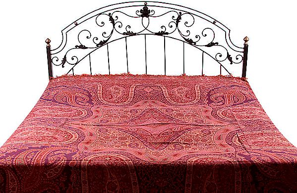 Reversible Jamawar Bedspread with Antique Mughal Weave
