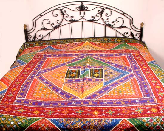 Bedcover from Kutch with Mirror Work