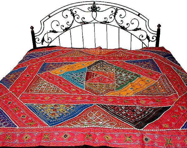 Bedcover from Kutch with Mirrors and Beads