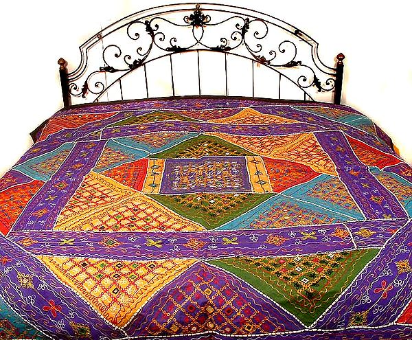 Bedcover from Kutchh with Mirrors and Beads