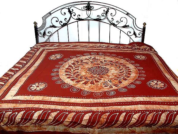 Brown Shaded Batik Bedspread
