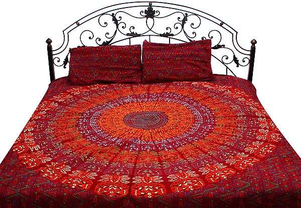 Cordovan Printed Bedspread with Giant Mandala in Center