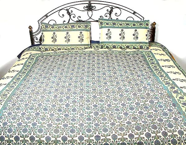 Cotton Bedspread with Mughal Motifs