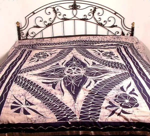 Deep-Blue Batik Bedspread