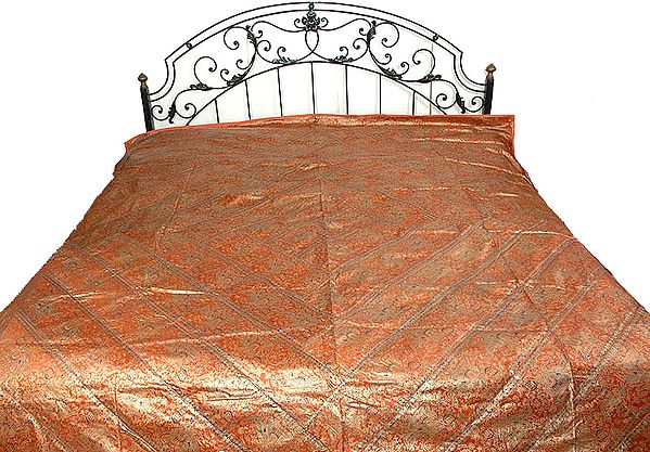 Elephant Printed Bedspread with Gold Paint
