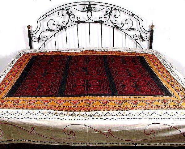 Gujarati Bedspread with Embroidery