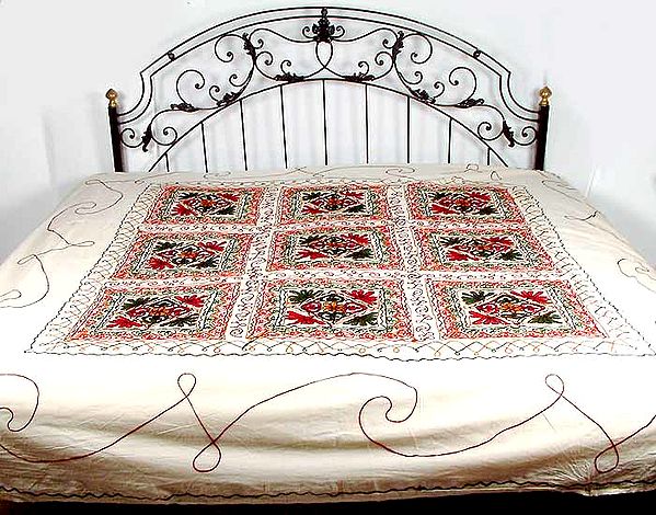 Hand-Embroidered Bedspread from Gujarat