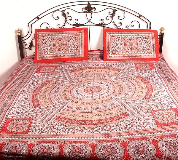 Jaipuri Bedspread with Cushion Covers