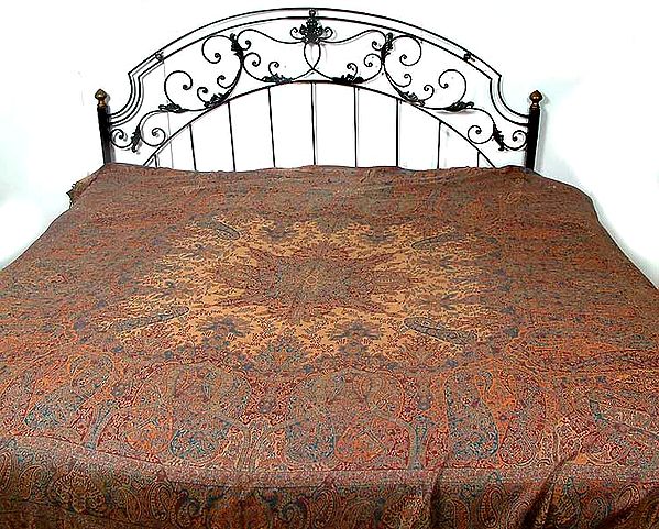 Jamawar Bedspread with Kashmiri Design