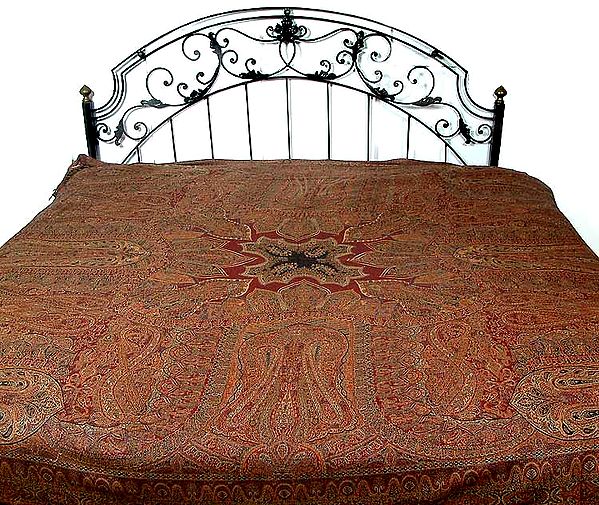Jamawar Bedspread with Kashmiri Design