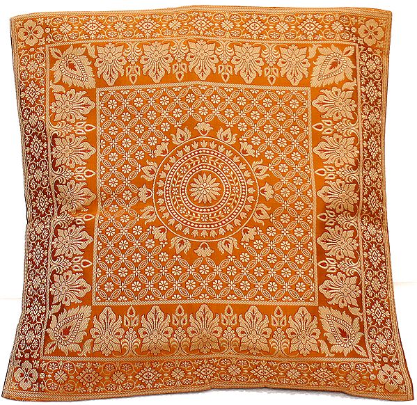 Golden Cushion Cover with Woven Chakra