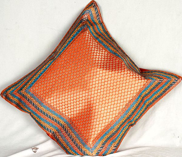 Orange Cushion Cover with Dense Tanchoi Weave