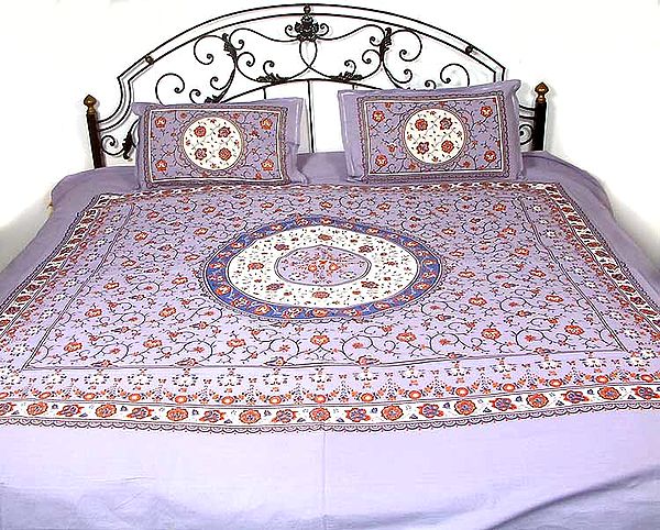 Lavender Bedspread with Floral Print