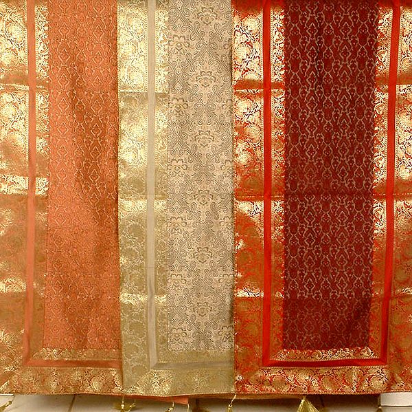 Lot of Three Table Runner with Golden Thread Weave