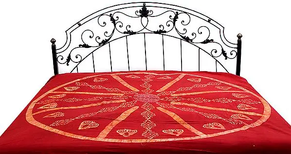 Maroon Chakra Batik Bedspread