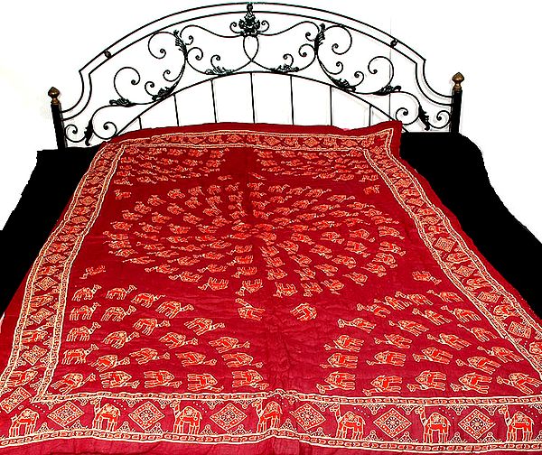 Maroon Jaipuri Quilt with Printed Camels