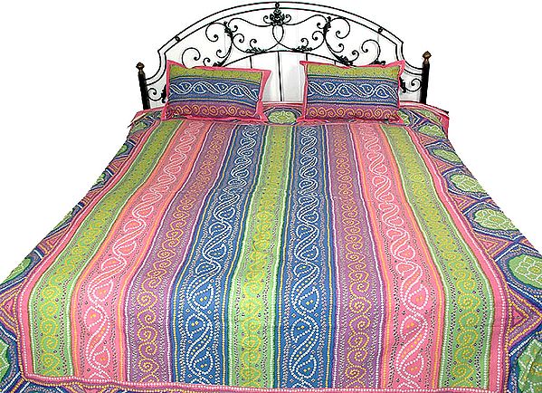 Multi-Color Bedspread with Chunri Print